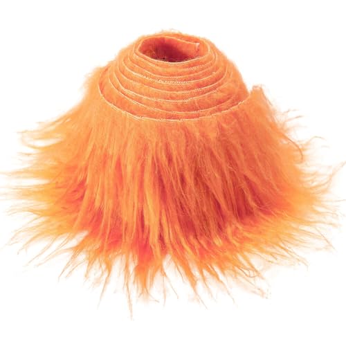 URFEDA 1Stück Zotteliger Plüsch Kunstfell Stoff, Plüsch vorgeschnittene Streifen flauschig flauschig Bastelfell Kunstfell Stoffschnitte Pelzstoff Kunstpelz stoff für Zwerge Barthaar Cosplay, Orange von URFEDA