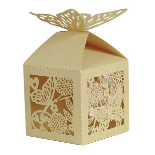 URFEDA 50 Stück Schmetterlings Papier Süßigkeitsschachteln Geschenkboxen Hohle Geschenkboxen Geschenkboxen Papier Süßigkeitsschachteln Pappherz Schokoladenschachteln Geschenkboxen für Dekoration von URFEDA