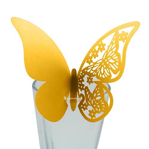 URFEDA 50Pcs Schmetterling Tischkarten Platzkarte Namenskarte Cup-Karten wandsticker Name Tischkarten Hohlbecher Karte Party Geburtstage Namenskarten für Hochzeit Geburtstage Party Tischdeko von URFEDA