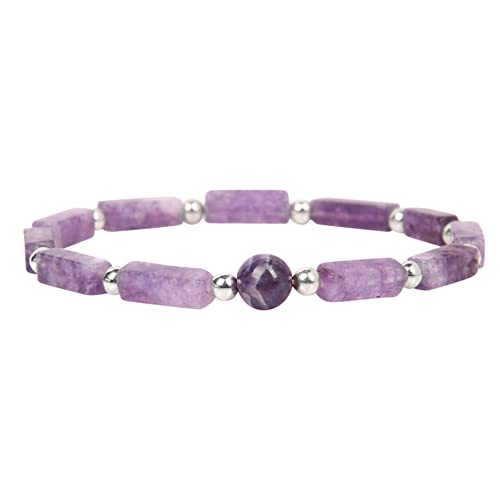 URFEDA Abnehmen Armband, Amethyst Armband, Natürliche Heilung Kristall Stein Perlen Armband für Frauen, Gewichtsverlust Edelstein Armband, Energieheilungsöffnung, Gesundheitsarmband für Eltern Freunde von URFEDA