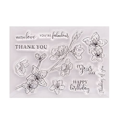 URFEDA Clear Blumen Stempel Silikonstempel DIY Handwerk Stempel Prägeschablonen Stanzschablonen Transparente Stempel für Party Einladung Sammelalbum Kartenherstellung Fotoalbum Scrapbooking Deko von URFEDA