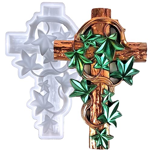 URFEDA Totenkopf Kreuz Silikonform 3D Totenkopf Rose Kreuz Epoxidharz Formen Skelett Kreuz Resin Form Totenkopf Kreuz Silikon Gießform für Halloween Dekoration Wandbehang von URFEDA