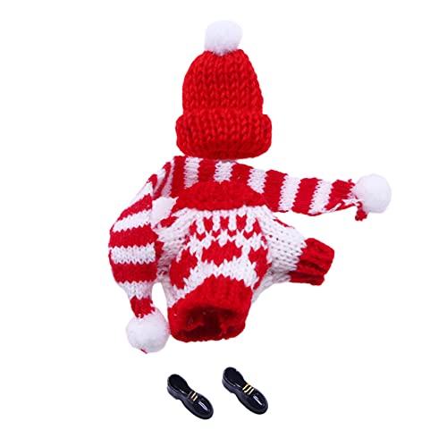 URFEDA Weihnachten Puppenbekleidung, Mini Stricken Bekleidung, Weihnachtspullis Mütze Handschuhe, Schuh, Schals, Puppen Kleidung Outfits, Puppen Zubehör für 15-20 cm Puppe, Weihnachten Geschenk von URFEDA