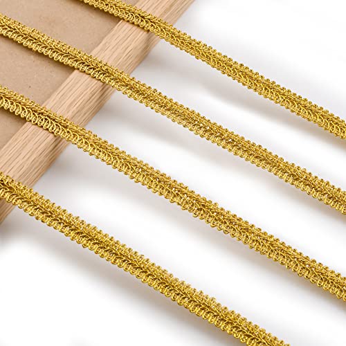 URROMA 13 Meter Gold Spitzenborte, Metallic Braid Stickerei Spitzenbesatz Gold Tausendfüßler Spitzenband zum Nähen, Metallic Crafts Stoffbesatz von URROMA