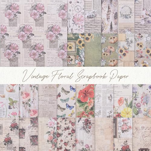 URROMA 48 Stück Vintage Floral Scrapbook Collage Supplies Pack, 4 Stile Scrapbook Verzierungen DIY Karte Dekor für Fotorahmen Album Notebook Journal von URROMA