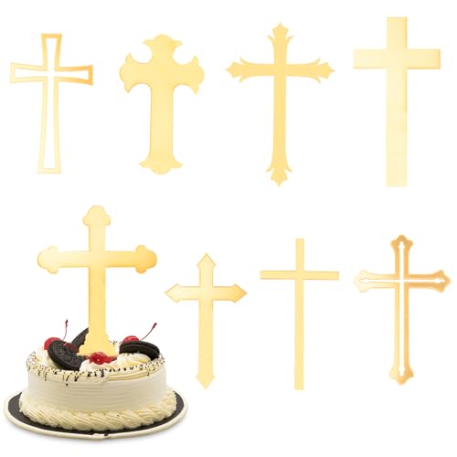 URROMA 8 Stile Kreuz-Kuchenaufsatz, 8 Stück goldene Acryl-Cupcake-Dekoration, Cupcake-Dekoration für Babyparty, Geburtstag, Party, Bäckerei, DIY Handwerk URROMA 8 Stile Kreuz-Kuchenaufsatz, 8 Stück goldene Acryl-Cupcake-Dekoration, Cupcake-Dekoration für Babyparty, Geburtstag, Party, Bäckerei, DIY Handwerk von URROMA