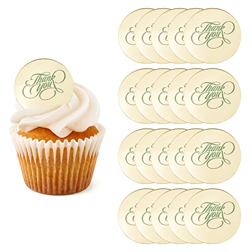 URROMA Cupcake-Aufsätze aus Acryl, rund, mit Aufschrift Thank You, Spiegel-Acryl-Kuchenspieße, graviert, personalisierbar, Acryl-Kuchenanhänger (Stil 1, 20 Stück) von URROMA