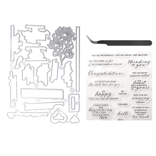 URROMA Englische Sätze Stanzformen, Stanzformen und Siegel-Set, Stanzschablonen für DIY, Scrapbooking, Fotoalbum, dekorative Prägung, Papierkartenherstellung von URROMA