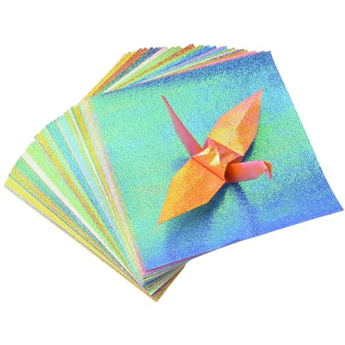 URROMA Glitzer-Origami-Papier, gl鋘zendes, quadratisches Faltpapier, Origami-Papier, buntes Hand-Origami-Papier f黵 Bastelarbeiten, Kunstzubeh鰎, 15 cm, 100 St點k von URROMA