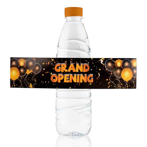 URROMA Grand Opening Wasserflaschen-Etiketten, 50 Stück, Gold und Schwarz, Eröffnungszeremonie, Flaschenverpackungen für Jubiläen, Party, Firma, Hotel, Eröffnen Sie ein Geschäft von URROMA