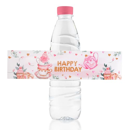 URROMA Happy Birthday Wasserflaschen-Etiketten, 50 St點k, rosa Teeparty, Geburtstag, Flaschenverpackungen, Geburtstagsaufkleber f黵 Party, Geburtstag, Trinkwasserflasche, Papieretiketten URROMA Happy Birthday Wasserflaschen-Etiketten, 50 St點k, rosa Teeparty, Geburtstag, Flaschenverpackungen, Geburtstagsaufkleber f黵 Party, Geburtstag, Trinkwasserflasche, Papieretiketten von URROMA