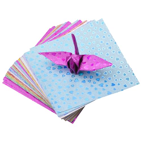 URROMA Meteor Origami-Papier, Glitzer-Origami-Papier, 60 St點k, quadratisch, faltbar, Origami-Papier, buntes Hand-Origami-Papier f黵 Bastelarbeiten, Kunstzubeh鰎, 14,2 cm von URROMA