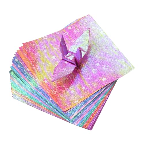 URROMA Meteor Origami-Papier, Glitzer-Origami-Papier, Bastelbedarf, 60 St點k, quadratisch, faltbar, Origami-Papier f黵 Bastelarbeiten, Kunstzubeh鰎, 14,2 cm von URROMA