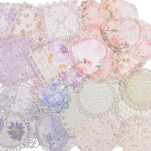 URROMA Vintage Scrapbook Paper Lace, 40pcs 4 Scrapbook Supplies for DIY Cards, Scrapbooks, Photo Frames, Albums, Crafts, Card Making von URROMA