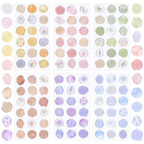 URROMA Wachs Siegel Aufkleber, 108 PCS Transparent Acryl Candy Farbe Farbverlauf Umschlag Siegel Aufkleber selbstklebend Umschlag Siegel Aufkleber f黵 Hochzeit Baby Dusche Geburtstag von URROMA