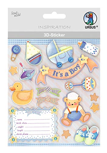 Ursus 564200127 - 3D Sticker Baby, bestehend aus mehreren Ebenen, hochwertige Materialien, selbstklebend, ideal zum Verzieren von Grußkarten, Scrapbooking und für andere Bastelarbeiten von Ursus