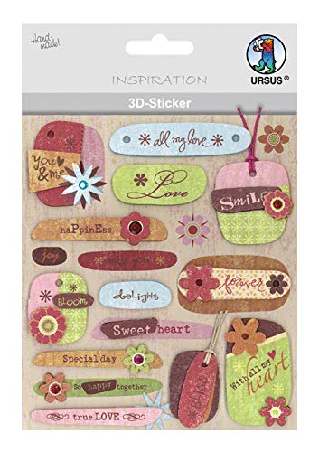 Ursus 564200109 - 3D Sticker Everyday, bestehend aus mehreren Ebenen, hochwertige Materialien, selbstklebend, ideal zum Verzieren von Grußkarten, Scrapbooking und für andere Bastelarbeiten von Ursus