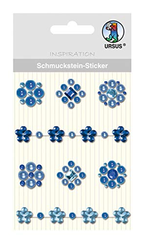 Ursus 75050006 - Schmuckstein Sticker Medaillons, blau, 8 Stück, selbstklebend, einfach von der Fole abzuziehen, ideal geeignet für Scrapbooking, Kartengestaltung und zur Dekoration von Ursus