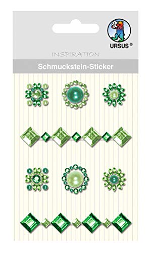 Ursus 75050007 - Schmuckstein Sticker Medaillons, grün, 8 Stück, selbstklebend, einfach von der Fole abzuziehen, ideal geeignet für Scrapbooking, Kartengestaltung und zur Dekoration von Ursus