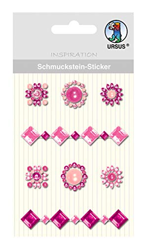 Ursus 75050004 - Schmuckstein Sticker Medaillons, pink, 8 Stück, selbstklebend, einfach von der Fole abzuziehen, ideal geeignet für Scrapbooking, Kartengestaltung und zur Dekoration von Ursus
