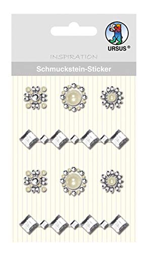 Ursus 75050001 - Schmuckstein Sticker Medaillons, silber, 8 Stück, selbstklebend, einfach von der Fole abzuziehen, ideal geeignet für Scrapbooking, Kartengestaltung und zur Dekoration von Ursus