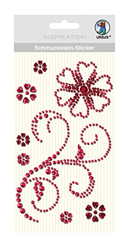 Ursus 75060003 - Schmuckstein Sticker Ornamente, rot, 8 Stück, selbstklebend, einfach von der Fole abzuziehen, ideal geeignet für Scrapbooking, Kartengestaltung und zur Dekoration von Ursus