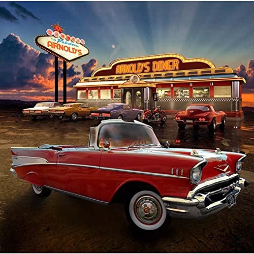 USCMN Full Square Drill 5D Las Vegas Car Diner Diamond Painting Kreuzstichpackungen Kunst Scenic 3D-Farbe von Diamanten-35x35cm von USCMN