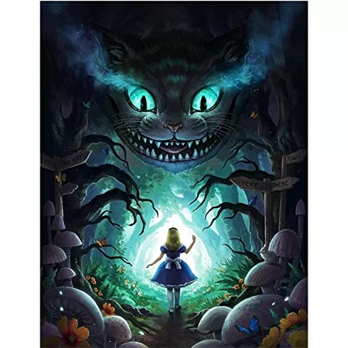 USCMN Neue DIY 5D Alice im Wunderland Full Diamond Painting Kits Kunst Cartoon 3D Farbe von Diamanten Stickerei-12x16in(30x40cm) von USCMN