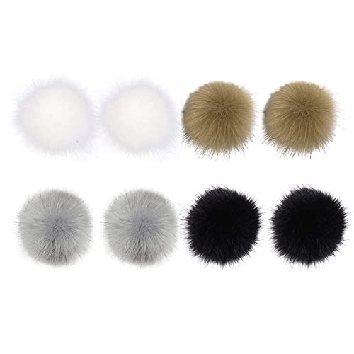 OHYER 8 Stück Kunstfell Bommel Pompon Fellbommel Kunstpelz Flauschige Pompons Ball Fellpompon mit Elastischer Schlaufe für Mützen Tasche Schals Schlüsselanhänger Dekoration Zubehör 10cm (Farbe A) von OHYER