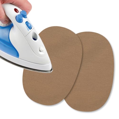 USIT, 2 Stück Mini-Flicken zum Aufbügeln aus Jerseystoff, 13x9 cm, Ideal zur Reparatur von Trainingsanzügen, Hemden und Sporthosen, Beige von USIT