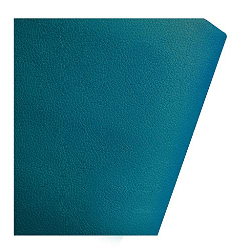 140cm Breiter Kunstleder-Polsterstoff Meterware Litchi Texture Wasserdichtes Vinyl-Kunstleder für Autositze, Sofastuhlmöbel, Basteln(Size: 1.4x1m/4.59x3.28ft)(Lake Blue,1.4X10m) von USRUTIUD