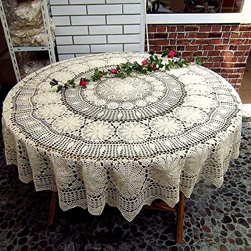 USTIDE 150 cm gehäkelte Spitze Tischdecke rund wunderschöne Hochzeit Party Tischdecke Vintage Esszimmer Küche Tisch Abdeckung von USTIDE