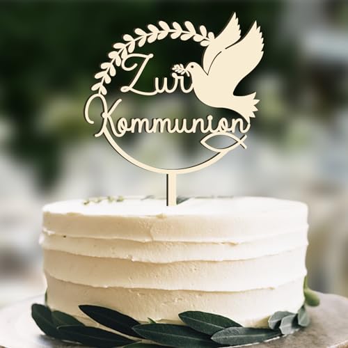 Cake Topper Holz - Zur Kommunion, Kommunion Torten Topper Kommunion Dekoration für Junge Mädchen von UTEFIF