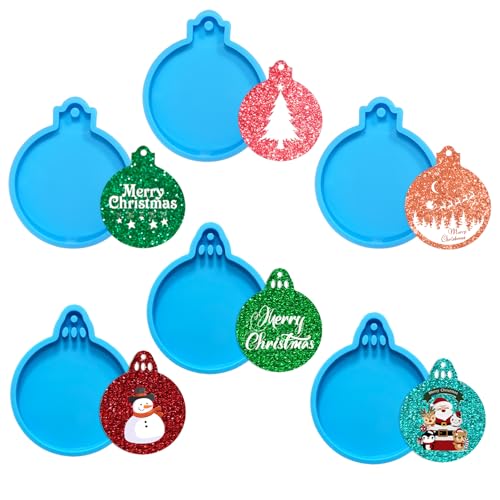 UTEFIF 6 PCS Silikonformen für Weihnachten, Weihnachten Resin,Silikonform Epoxidharz Formen Silikon,DIY Gießform Harz Silikonformen für Weihnachtskugeln Weihnachtsbaum Deko von UTEFIF