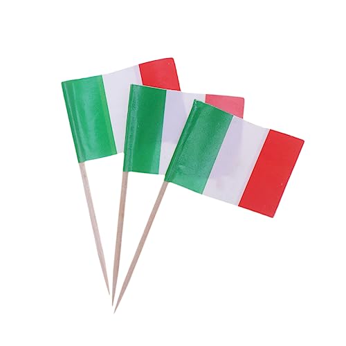 100St Kuchendekorationen Flag Tischdekoration Flag-Food-Picks Obst-Flag-Picks italienische flagge italien flagge Geburtstagsfeier Kuchen Topper coole Tortenaufleger Bambus UTHCLO von UTHCLO