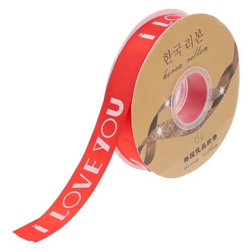 UTHCLO 1 Rolle Liebe Packband seidenband ribbon valentines day geschenkband valentinsdekoration Band für Hochzeitstorte Festivalband Ripsband Paket Wickelband Band zum Nähen Polyester rot von UTHCLO