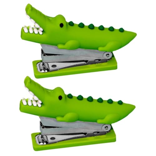 UTHCLO 2 Stück Alligator Hefter Niedlicher Hefter Tier Hefter Schulhefter Handhefter Hefter Für Schreibtisch Hefter Für Kinder Tier Heftgerät Desktop Hefter Heimhefter Grün von UTHCLO