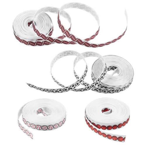 UTHCLO 4 Rollen Basketball-fußball-geschenkband Sportleinenband Zierbänder Für Bastelarbeiten Softballband Bänder Zum Basteln Sportband Fußballband Mit Drahtrand Kugelband Polyester von UTHCLO