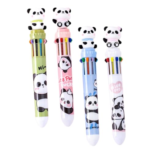 UTHCLO 4 Stück Kugelschreiber mit 10 Farben Panda Kugelschreiber Stifte für Zeichnungen schreibgeräte Panda Bleistift süße Stifte kawaii Panda-Kugelschreiber Panda-Mehrfarbenstift Plastik von UTHCLO