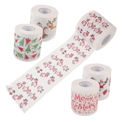 UTHCLO 5 Rollen Einweg Servietten Aus Seidenpapier Mit Weihnachtsmotiven Kreative Toilettenpapier Alternativen Für Festliche Anlässe Weihnachten Und Adventszeit Und von UTHCLO