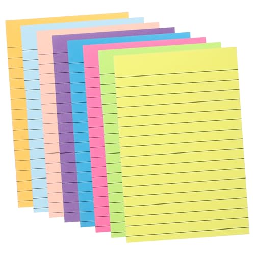 UTHCLO 8 Farben Haftnotizen Block Mit Linien Notizblätter Selbstklebende Memo Pads Für Büro Und Schule Bunte Klebezettel Zum Markieren Und Hervorheben von UTHCLO