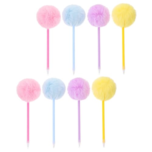 UTHCLO 8 Stück Entzückende Flauschige Pom Pom Kugelschreiber Niedliche Schreibstifte Kinder Dekorative Kugelschreiber Pompom Stift Schule Bürobedarf von UTHCLO