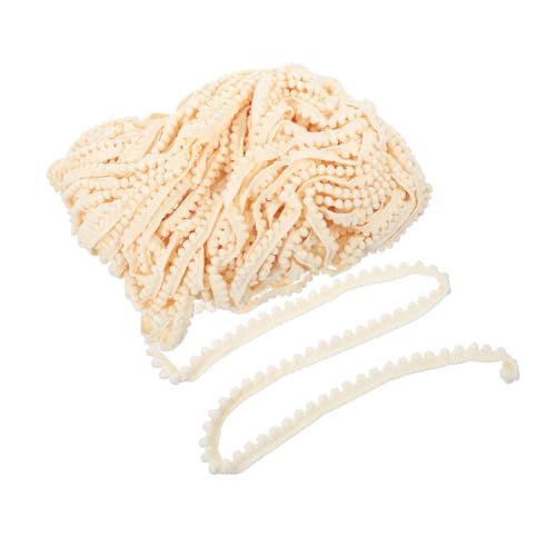 UTHCLO Handgefertigte Kleidungsmaterialien Nähen Fransenbesatzband Bommelband Pom Pom Ball Fransenbesatz Fransenband Mini Pom Poms Besatzband Fransen Für Kleidung Beige von UTHCLO