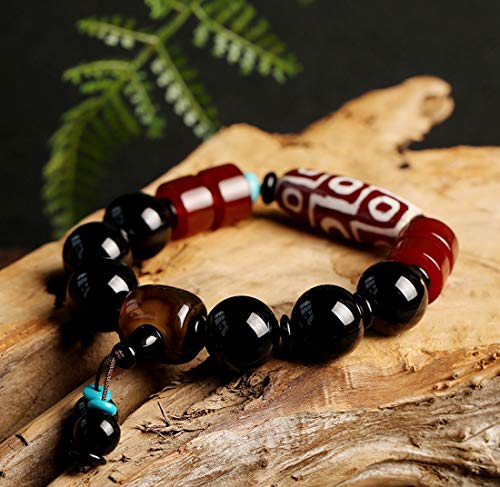 Bettelarmband Achat Armband Feng Shui Buddhismus Reichtum Armband Karneol Neun Augen Dzi Bead Charm Armreif Böser Blick Schmuck Natürliches Chakra Karneol Armband for Geld Postivity Talisman Abwehr de von UTHTY