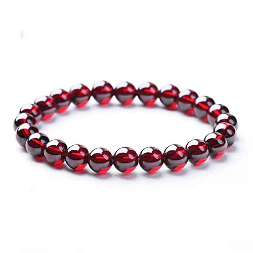 UTHTY Echter natürlicher roter Granat Edelstein kristallklare runde Perlen Damen Herren Armband 7–10 mm AAAA von UTHTY