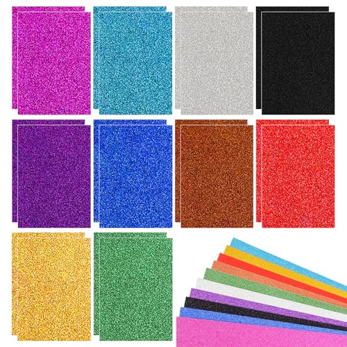 UTMACH 20 Stück A4 Glitzerpapier zum Basteln Selbstklebendes Papierbastel Glitzerpapier Bunt Glitzer PapieBastelpapier Bastelpapier Glitzer Glitterkarton für DIY Scrapbooking Craft Dekoration von UTMACH