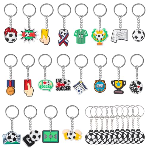 UTMACH 30 StüCk Mini Fußball SchlüSselanhänger Set Fußball Anhänger Kinder Cartoon SchlüsselanhäNger Fussball Football Keychain Kids Fußball Party Mitgebsel Kindergeburtstag für Jungen und Mädchen von UTMACH