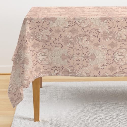 UTURET Damast-Tischdecke, modernes Rokoko-Design, viktorianischer Stil, 152,4 x 213,3 cm, Blush Pink von UTURET