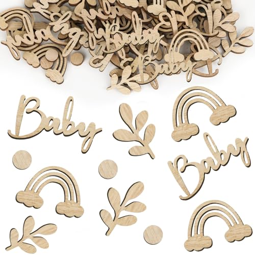 100 Stück Babyparty-Tischdekorationen Babyparty-Konfetti Babyparty-Dekorationen Neutrale Babyparty-Requisiten Holztisch-Konfetti für Mädchen und Jungen Unisex für Babytaufe von UTXN