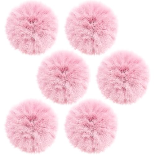 UTXN 6 Stück rosa Pompons, Pompons für Hüte, Pompons, Kunstpelz-Pompons für Hüte, zum Basteln für Haarnadeln, Ohrringe, Halsketten, Schuhe, Kleidungsanhänger, Hochzeitsaccessoires von UTXN